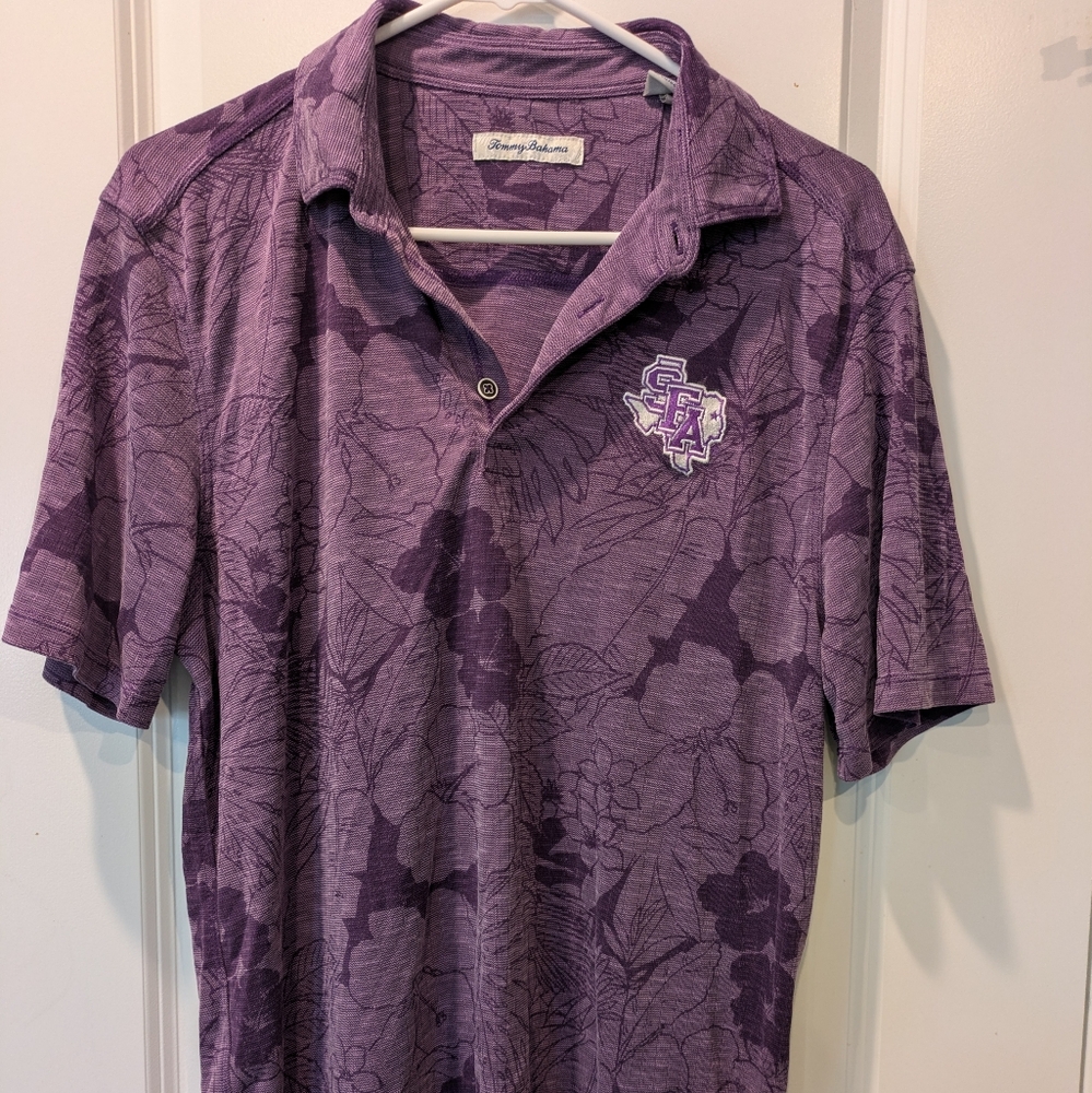Tommy Bahama SFA Stephen F Austin Purple Polo Shirt Men’s Medium